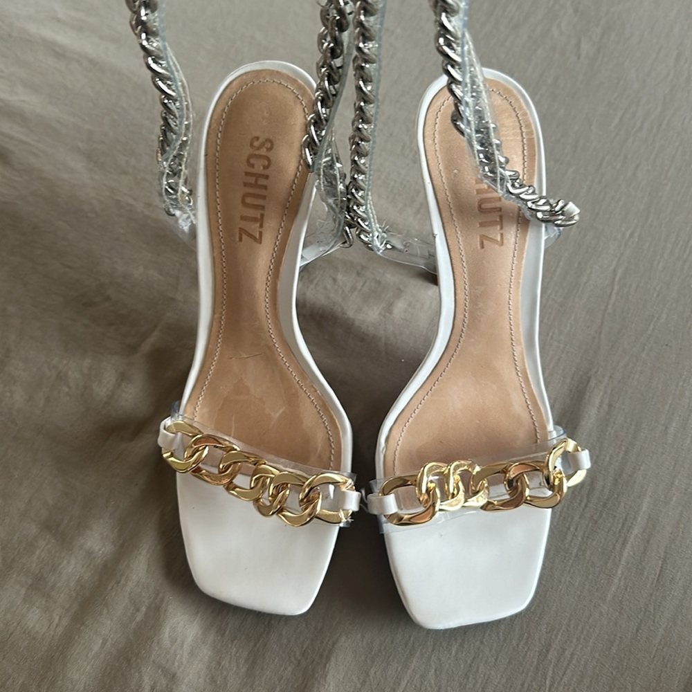 Schutz sandal white leather